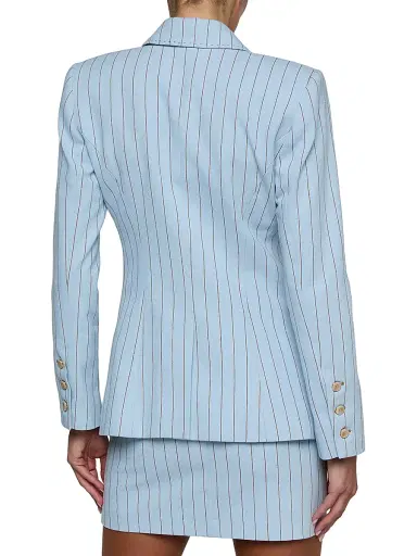 L'Agence Women's Kyomi Pinstriped Double-Breasted Blazer - Light Blue Sienna Pinstripe - Size 12 | Thumbnail 5