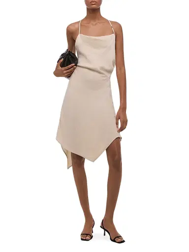 Helmut Lang Women's Knot Open Back Asymmetric Mini-Slipdress - | Thumbnail 2