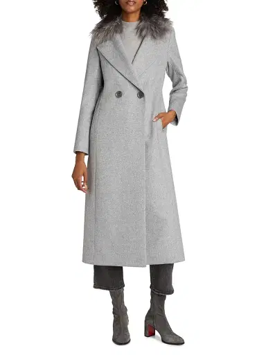 Mercer Collective Women's Madison Faux Fur-Collar Maxi Wool Coat - Gray - Size XL | Thumbnail 2