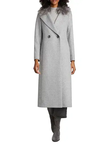 Mercer Collective Women's Madison Faux Fur-Collar Maxi Wool Coat - Gray - Size XL | Thumbnail 3