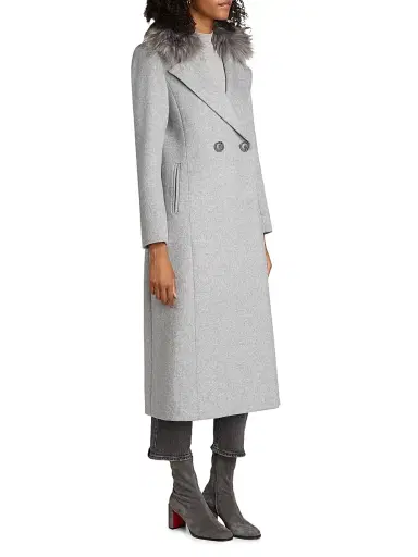 Mercer Collective Women's Madison Faux Fur-Collar Maxi Wool Coat - Gray - Size XL | Thumbnail 4