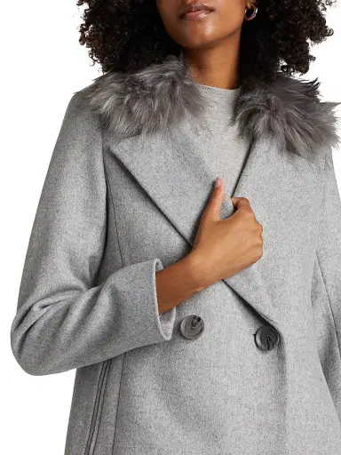 Mercer Collective Women's Madison Faux Fur-Collar Maxi Wool Coat - Gray - Size XL | Thumbnail 7