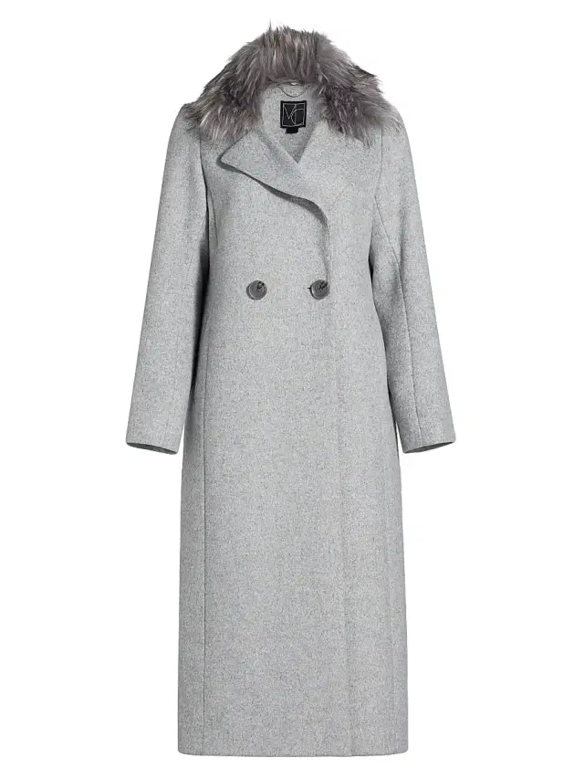 Mercer Collective Women's Madison Faux Fur-Collar Maxi Wool Coat - Gray