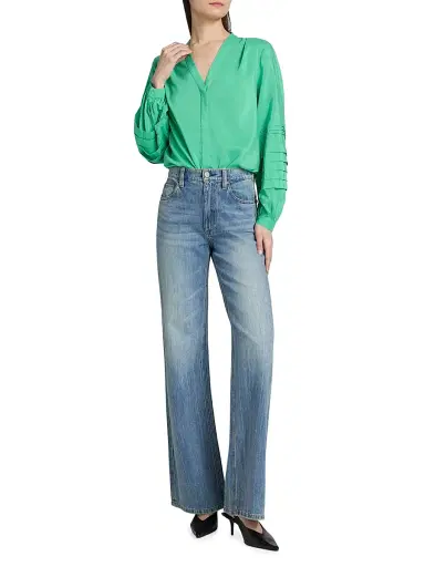 Kobi Halperin Women's Laguna Cotton-Blend Pleated Blouse - Parakeet | Thumbnail 2 Kobi Halperin Women's Laguna Cotton-Blend Pleated Blouse - Parakeet | Thumbnail 2