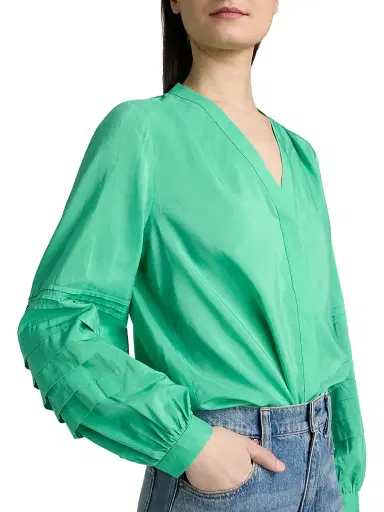 Kobi Halperin Women's Laguna Cotton-Blend Pleated Blouse - Parakeet | Thumbnail 6 Kobi Halperin Women's Laguna Cotton-Blend Pleated Blouse - Parakeet | Thumbnail 6