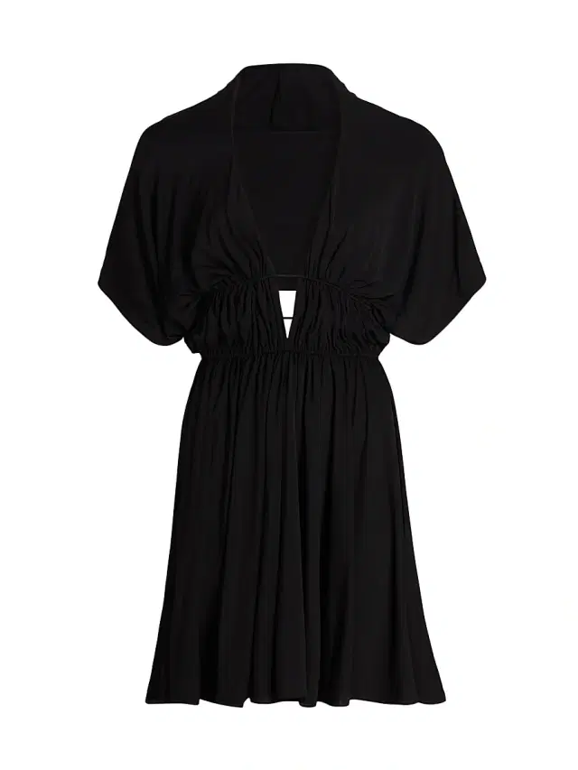 ALAIA Women's Hooded V-Neck Minidress - Noir Alaia