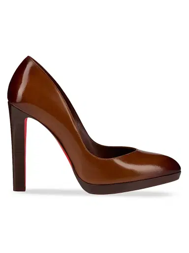 Christian Louboutin Women's Fannylove Alta 120MM Leather Pumps - Dark Carmine - Size 11 | Thumbnail 1