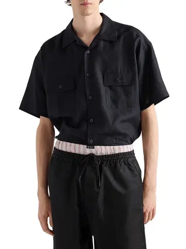 Prada Men's Linen Shirt - Black - Size XXXL | Thumbnail 3 Prada Men's Linen Shirt - Black - Size XXXL | Thumbnail 3