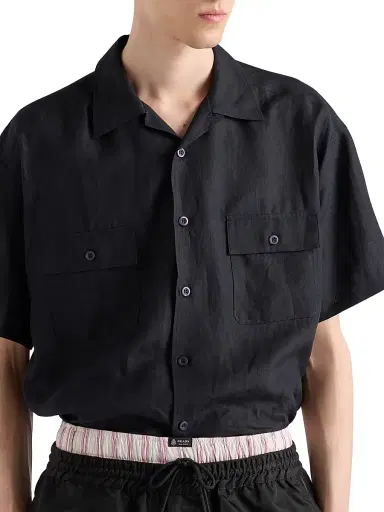 Prada Men's Linen Shirt - Black - Size XXXL | Thumbnail 5 Prada Men's Linen Shirt - Black - Size XXXL | Thumbnail 5
