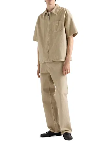 Prada Men's Old Denim Shirt - Beige Khaki - Size XXL | Thumbnail 2 Prada Men's Old Denim Shirt - Beige Khaki - Size XXL | Thumbnail 2