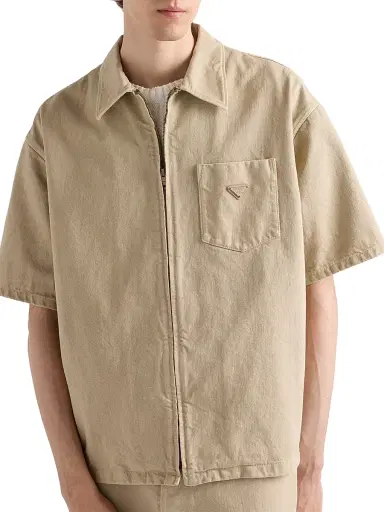 Prada Men's Old Denim Shirt - Beige Khaki - Size XXL | Thumbnail 3 Prada Men's Old Denim Shirt - Beige Khaki - Size XXL | Thumbnail 3