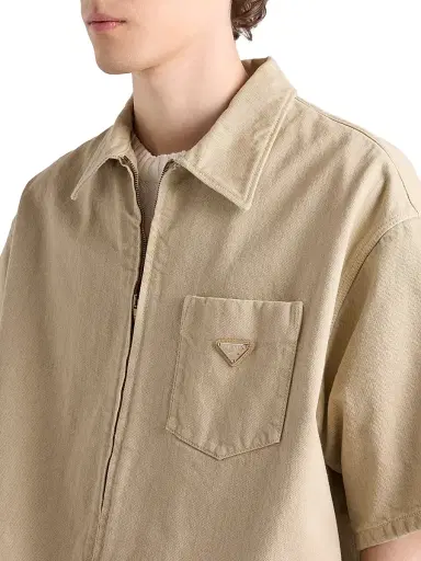 Prada Men's Old Denim Shirt - Beige Khaki - Size XXL | Thumbnail 5 Prada Men's Old Denim Shirt - Beige Khaki - Size XXL | Thumbnail 5