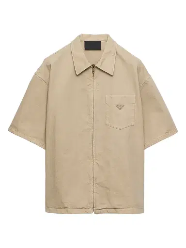 Prada Men's Old Denim Shirt - Beige Khaki - Size XXL | Thumbnail 1 Prada Men's Old Denim Shirt - Beige Khaki - Size XXL | Thumbnail 1