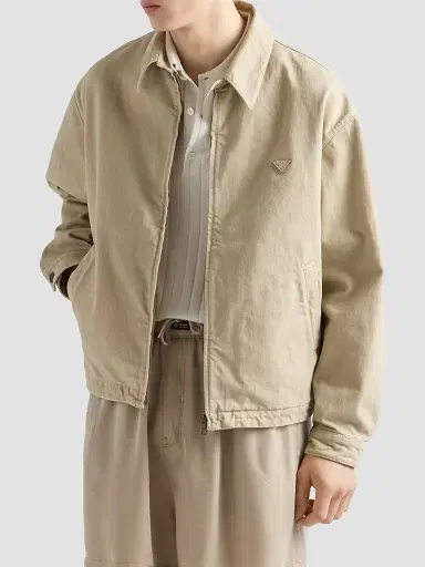 Prada Men's Old Denim Blouson Jacket - Beige Khaki - Size 48 | Thumbnail 2