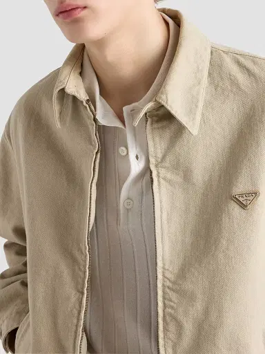Prada Men's Old Denim Blouson Jacket - Beige Khaki - Size 48 | Thumbnail 5