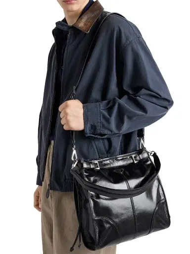Prada Men's Bonnie Leather Shoulder Bag | Thumbnail 3