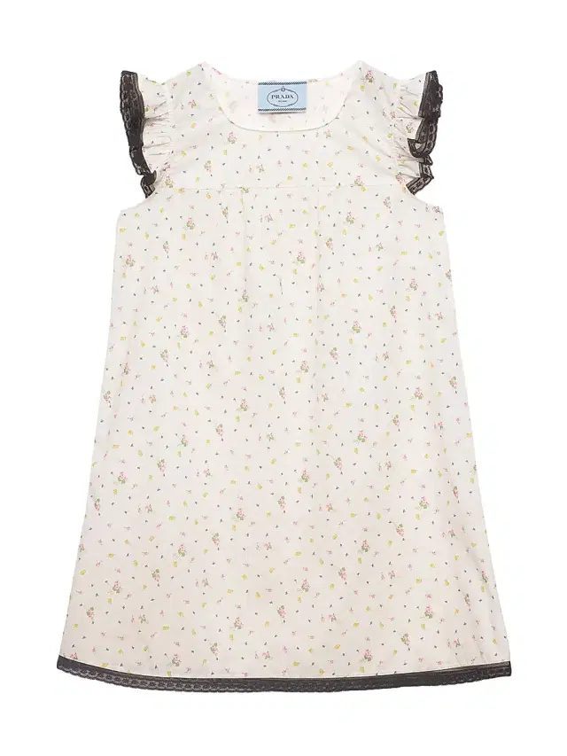 Women's Floral Print Cotton Batiste Mini-Dress - White