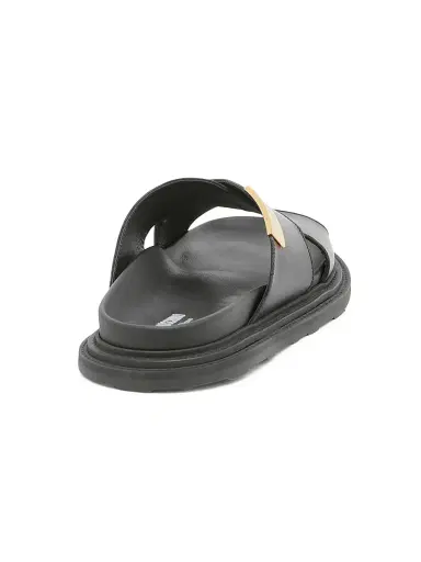 MOSCHINO Men's Leather Crisscross Sandals - Black - Size 7 | Thumbnail 3