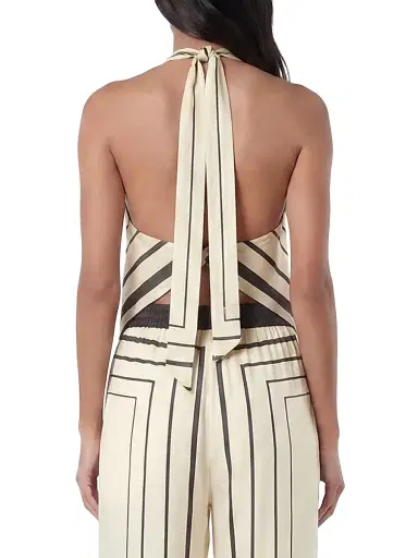 NICHOLAS Women's Skye Halter Scarf Top - Ivory Black Scarf - Size XL | Thumbnail 4