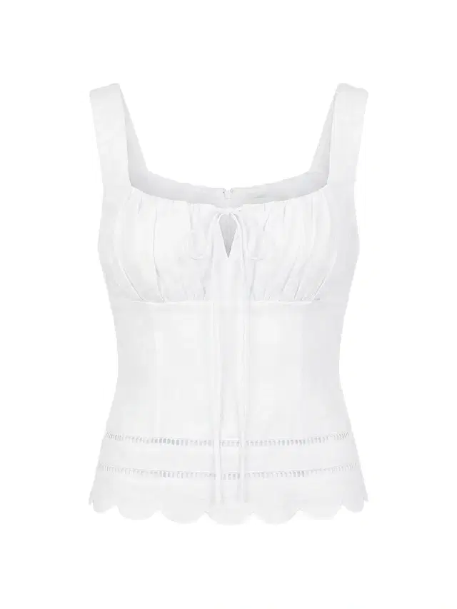 NICHOLAS Women's Ebba Linen Latice-Trim Babydoll Top -