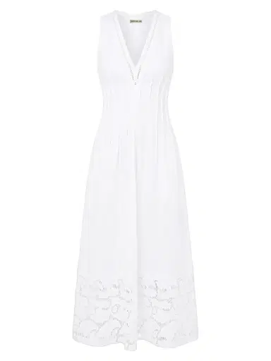 NICHOLAS Women's Stina Broderie Anglaise Trim Linen-Blend Midi-Dress - | Thumbnail 1 NICHOLAS Women's Stina Broderie Anglaise Trim Linen-Blend Midi-Dress - | Thumbnail 1