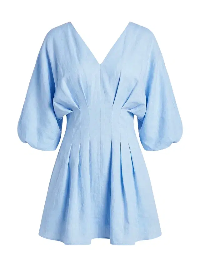 Women's Nicoline Linen Pleated Minidress - Sky