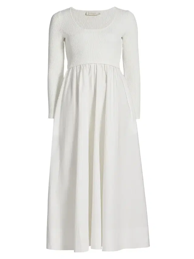 Zimmermann Women's Scoopneck Mixed-Media A-Line Midi-Dress -