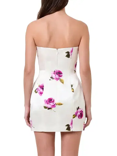 NICHOLAS Women's Kaline Floral Satin Strapless Minidress | Thumbnail 4 NICHOLAS Women's Kaline Floral Satin Strapless Minidress | Thumbnail 4
