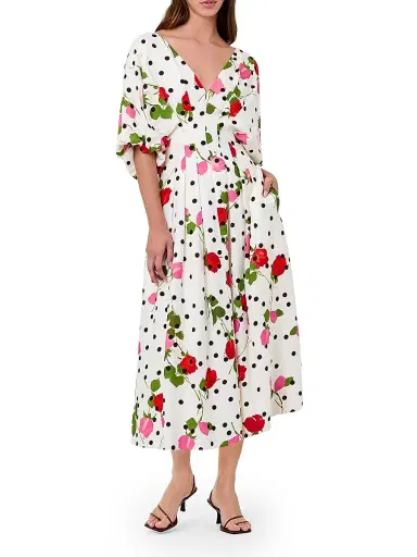 NICHOLAS Women's Vicky Polka Dot & Floral A-Line Midi-Dress | Thumbnail 2 NICHOLAS Women's Vicky Polka Dot & Floral A-Line Midi-Dress | Thumbnail 2