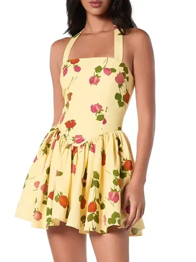 NICHOLAS Women's Amalie Floral Linen-Blend Minidress - Fallen Roses | Thumbnail 2