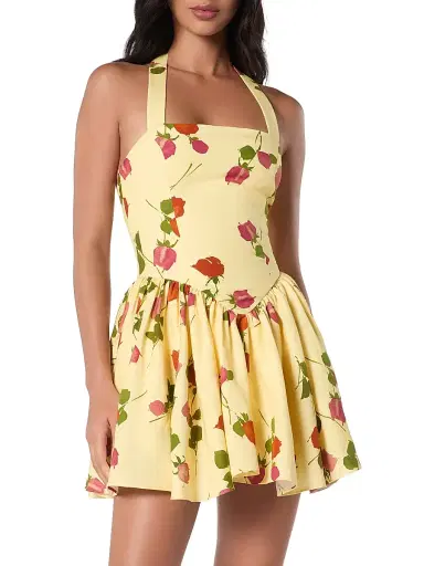 NICHOLAS Women's Amalie Floral Linen-Blend Minidress - Fallen Roses | Thumbnail 3