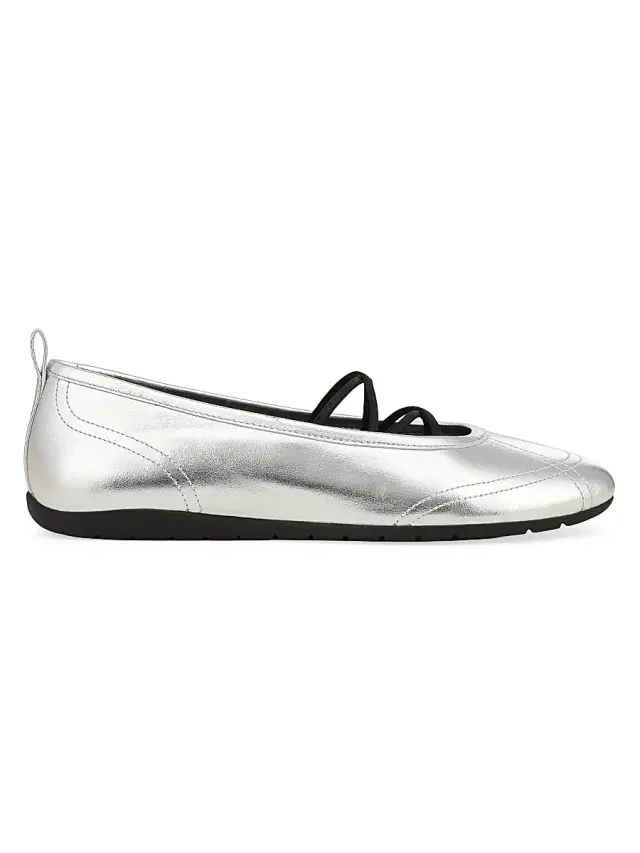 Vince Women's Coralie Leather Ballet Flats - Silver