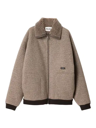 Miu Miu Women's Cotton Fleece Zipper Blouson Jacket | Thumbnail 1 Miu Miu Women's Cotton Fleece Zipper Blouson Jacket | Thumbnail 1