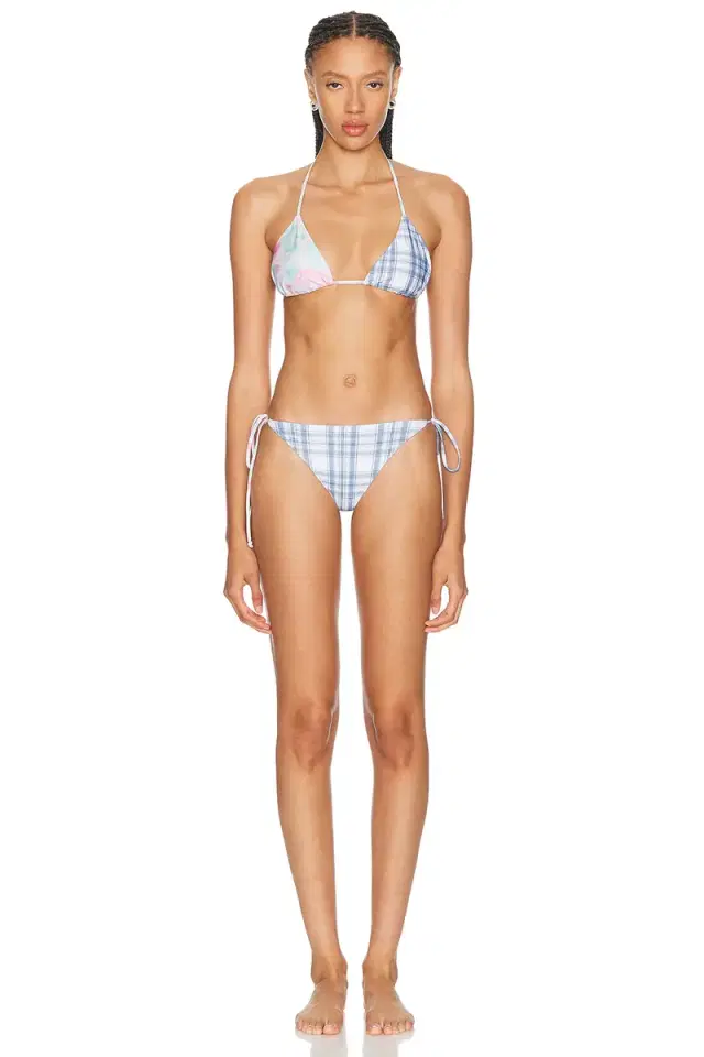 Acne Studios Eini Flower Plaid Bikini Set