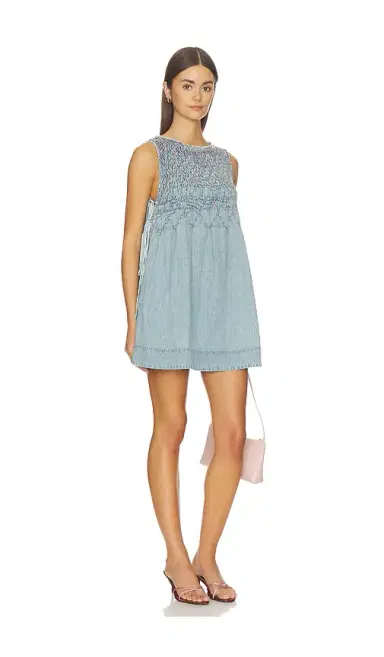 Free People Maisie Smocked Denim Mini Dress | Thumbnail 1 Free People Maisie Smocked Denim Mini Dress | Thumbnail 1