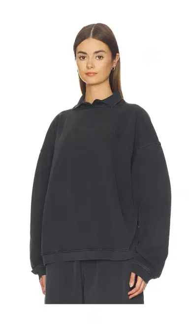 Alexander Wang Prestyled Slashed Crewneck With Polo Dickie | Thumbnail 2 Alexander Wang Prestyled Slashed Crewneck With Polo Dickie | Thumbnail 2