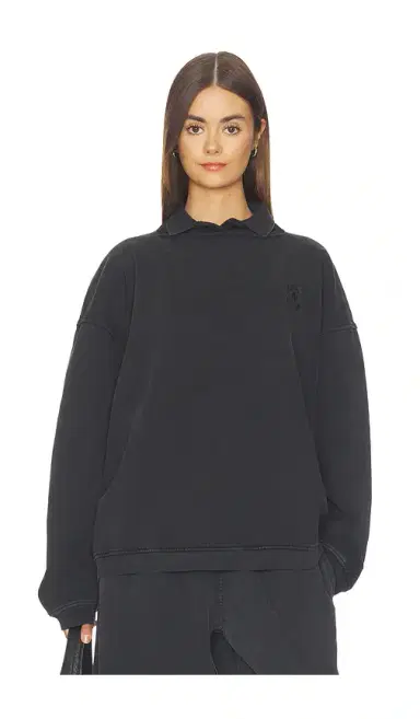 Alexander Wang Prestyled Slashed Crewneck With Polo Dickie | Thumbnail 1 Alexander Wang Prestyled Slashed Crewneck With Polo Dickie | Thumbnail 1