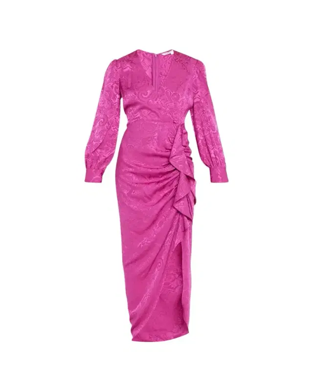 Weiss Printed Long Sleeve Ruffle Maxi Dress