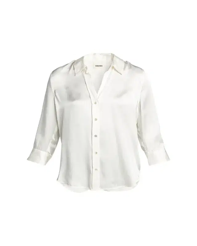 L'Agence Dani Silk Satin 3/4-Sleeve Button-Down Blouse