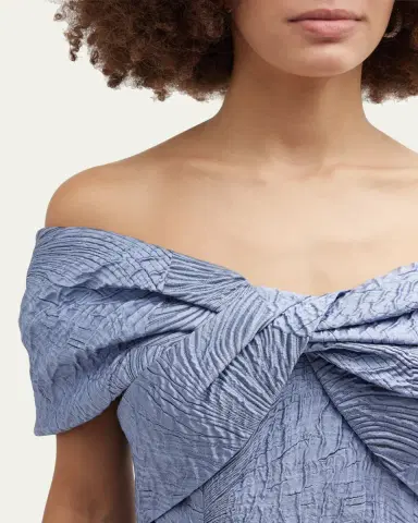 Rickie Freeman for Teri Jon Off-Shoulder Jacquard Trumpet Gown | Thumbnail 5 Rickie Freeman for Teri Jon Off-Shoulder Jacquard Trumpet Gown | Thumbnail 5