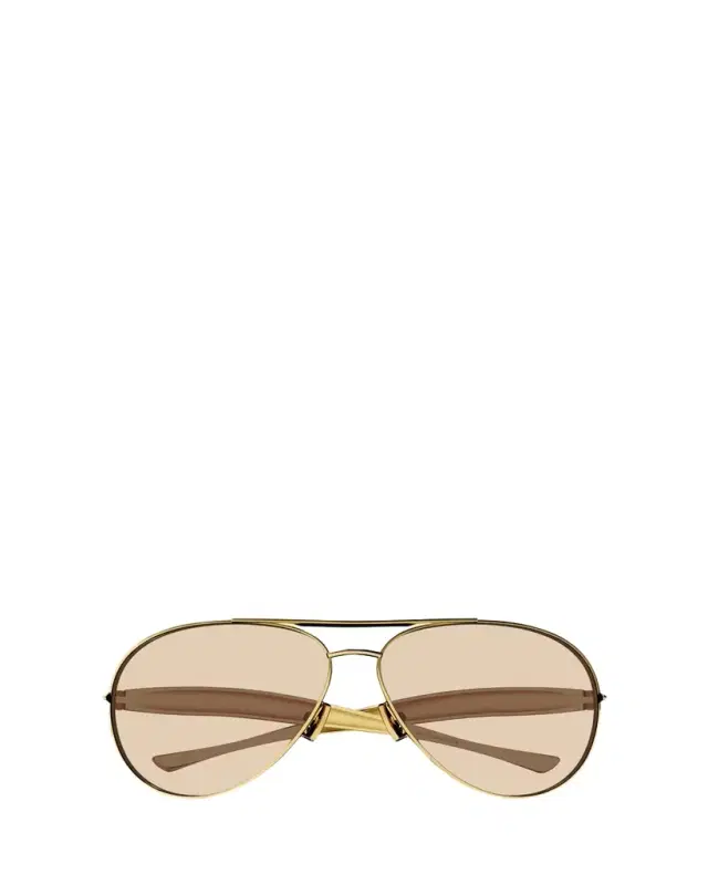 Bottega Veneta Curved Metal Aviator Sunglasses