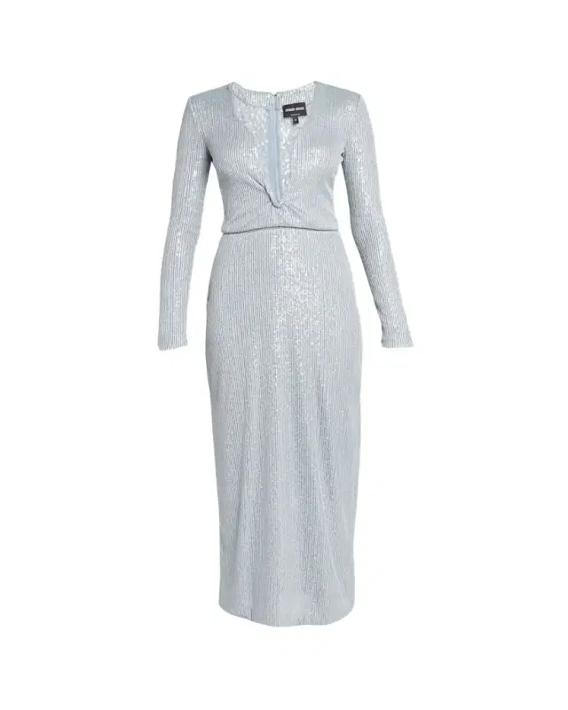 Plunging Sequined Knit Dress