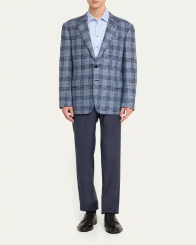 Giorgio Armani Men's Flat-Front Wool Trousers | Thumbnail 2 Giorgio Armani Men's Flat-Front Wool Trousers | Thumbnail 2
