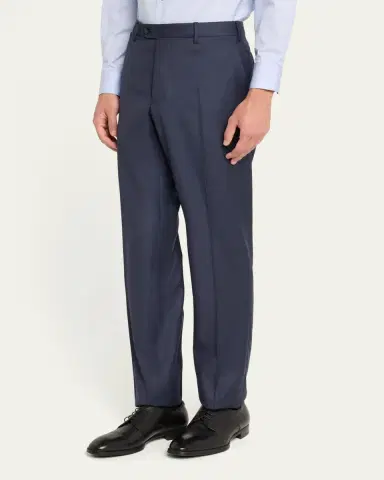 Giorgio Armani Men's Flat-Front Wool Trousers | Thumbnail 4 Giorgio Armani Men's Flat-Front Wool Trousers | Thumbnail 4