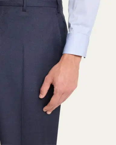 Giorgio Armani Men's Flat-Front Wool Trousers | Thumbnail 5 Giorgio Armani Men's Flat-Front Wool Trousers | Thumbnail 5