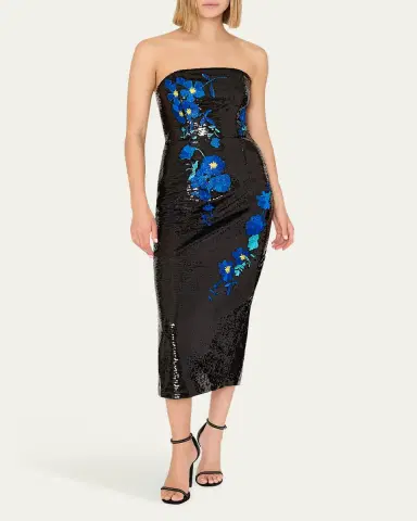 Milly Kait Floral-Embroidered Sequin Midi Dress | Thumbnail 2
