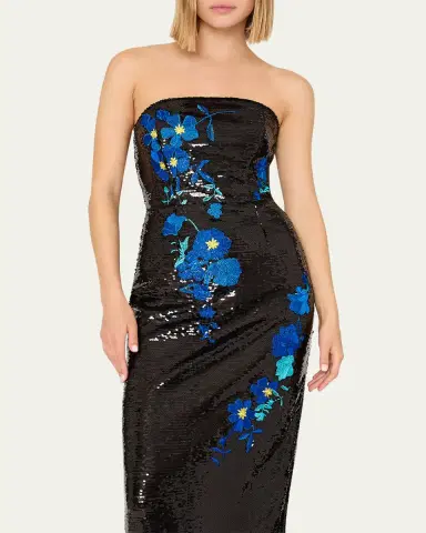 Milly Kait Floral-Embroidered Sequin Midi Dress | Thumbnail 4