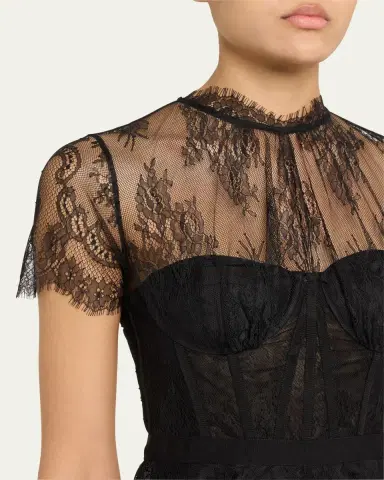 Simkhai Kehlani Sheer Lace Short-Sleeve Peplum Bustier Top | Thumbnail 5 Simkhai Kehlani Sheer Lace Short-Sleeve Peplum Bustier Top | Thumbnail 5