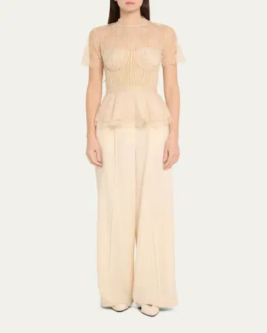 Simkhai Kehlani Sheer Lace Short-Sleeve Peplum Bustier Top | Thumbnail 6 Simkhai Kehlani Sheer Lace Short-Sleeve Peplum Bustier Top | Thumbnail 6