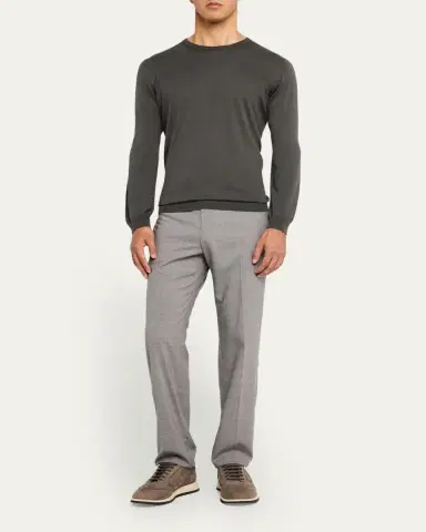 Giorgio Armani Men's Silk-Cotton Crew Sweater | Thumbnail 2
